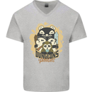 Dungeons & Panda Bears Role Play Games RPG Mens V-Neck Cotton T-Shirt Sports Grey
