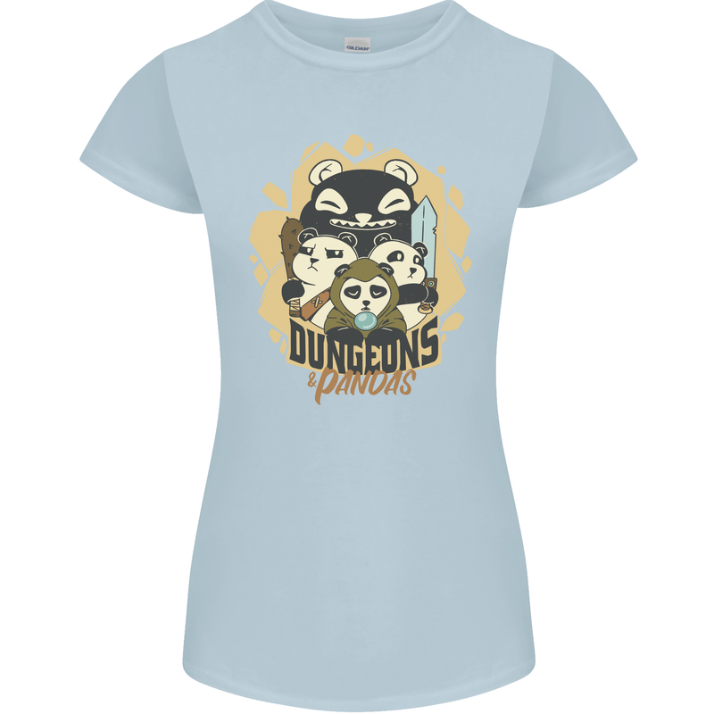 Dungeons & Panda Bears Role Play Games RPG Womens Petite Cut T-Shirt Light Blue