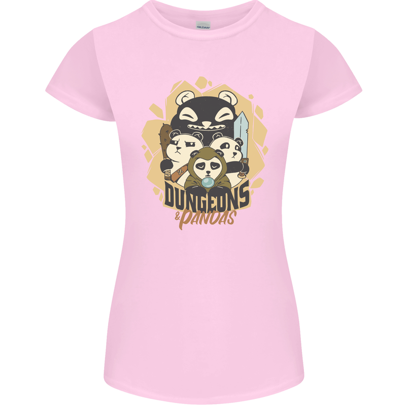 Dungeons & Panda Bears Role Play Games RPG Womens Petite Cut T-Shirt Light Pink