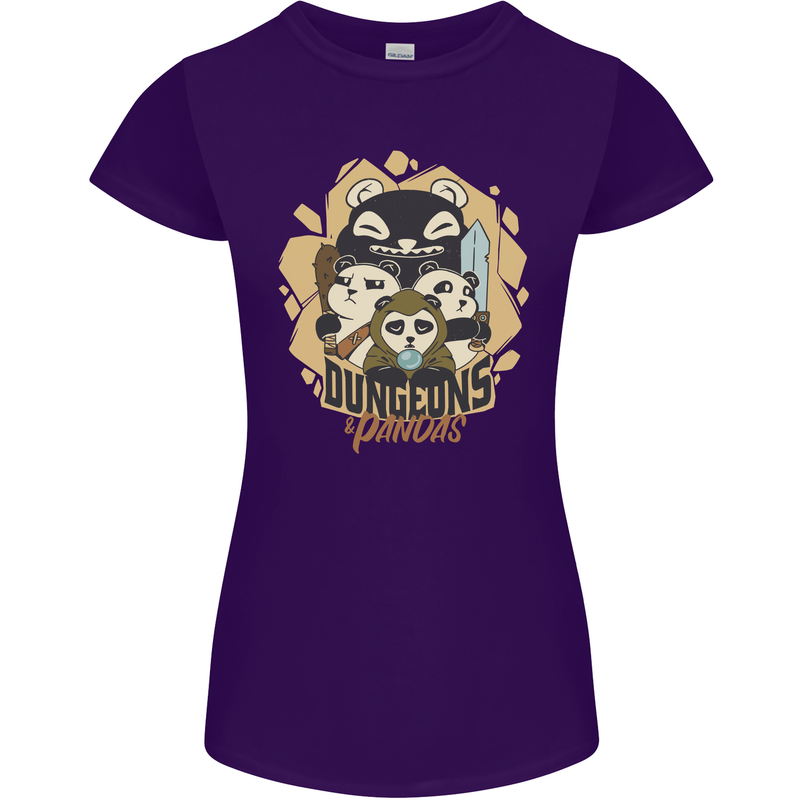 Dungeons & Panda Bears Role Play Games RPG Womens Petite Cut T-Shirt Purple