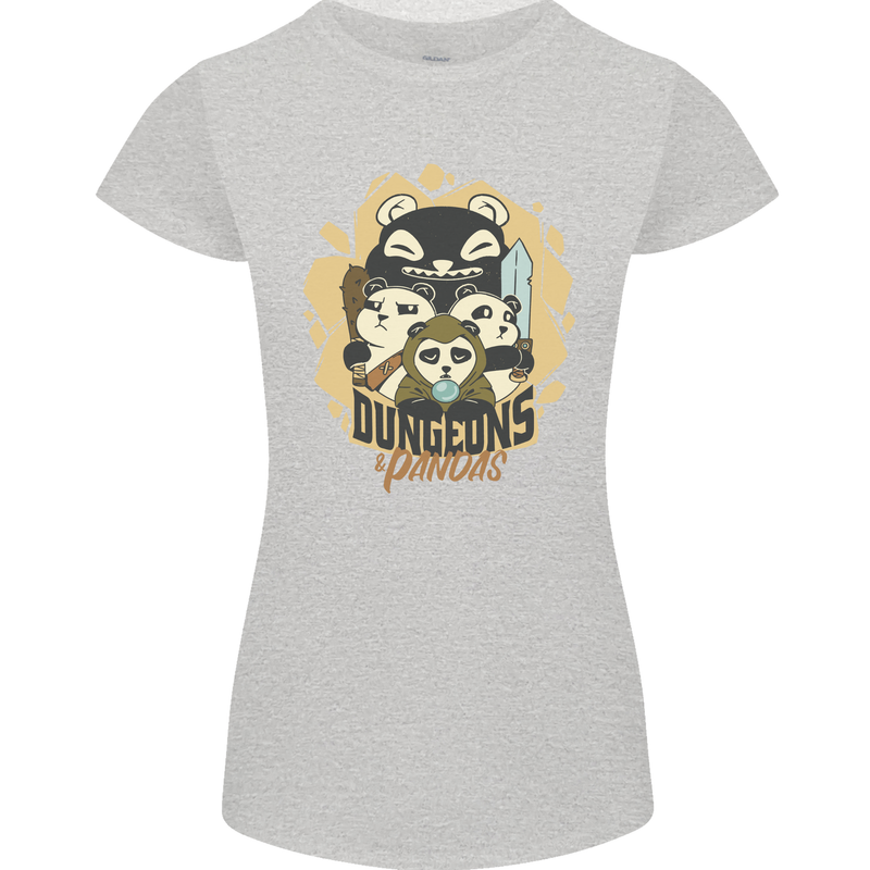 Dungeons & Panda Bears Role Play Games RPG Womens Petite Cut T-Shirt Sports Grey