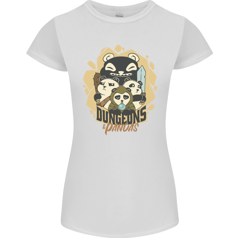 Dungeons & Panda Bears Role Play Games RPG Womens Petite Cut T-Shirt White