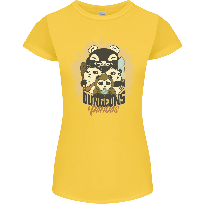 Dungeons & Panda Bears Role Play Games RPG Womens Petite Cut T-Shirt Yellow