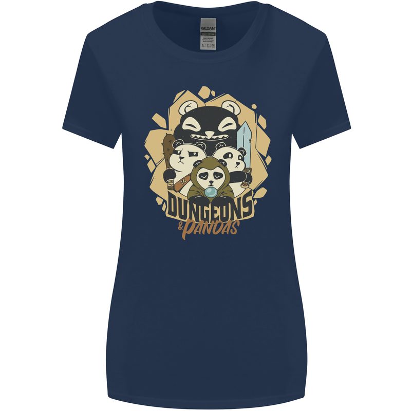 Dungeons & Panda Bears Role Play Games RPG Womens Wider Cut T-Shirt Navy Blue