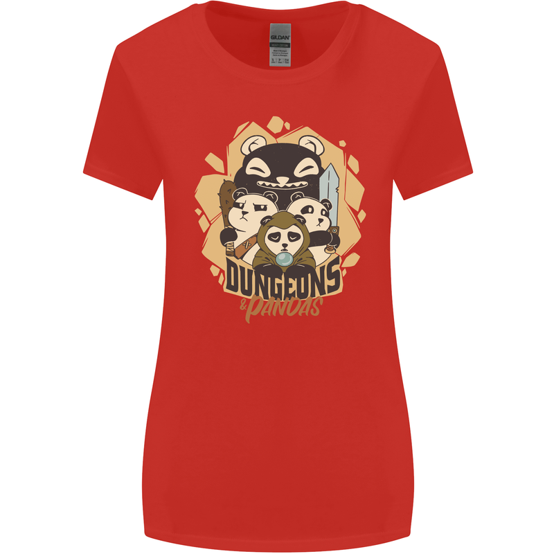 Dungeons & Panda Bears Role Play Games RPG Womens Wider Cut T-Shirt Red