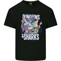 Dungeons & Sharks Role Play Games RPG Kids T-Shirt Childrens Black