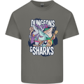 Dungeons & Sharks Role Play Games RPG Kids T-Shirt Childrens Charcoal