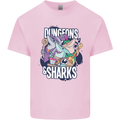Dungeons & Sharks Role Play Games RPG Kids T-Shirt Childrens Light Pink