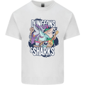 Dungeons & Sharks Role Play Games RPG Kids T-Shirt Childrens White