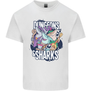 Dungeons & Sharks Role Play Games RPG Kids T-Shirt Childrens White