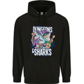Dungeons & Sharks Role Play Games RPG Mens 80% Cotton Hoodie Black