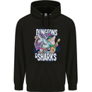 Dungeons & Sharks Role Play Games RPG Mens 80% Cotton Hoodie Black