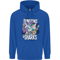 Dungeons & Sharks Role Play Games RPG Mens 80% Cotton Hoodie Royal Blue