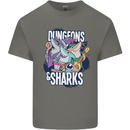 Dungeons & Sharks Role Play Games RPG Mens Cotton T-Shirt Tee Top Charcoal