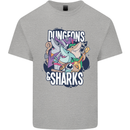 Dungeons & Sharks Role Play Games RPG Mens Cotton T-Shirt Tee Top Sports Grey