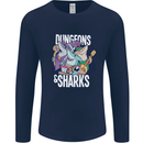 Dungeons & Sharks Role Play Games RPG Mens Long Sleeve T-Shirt Navy Blue
