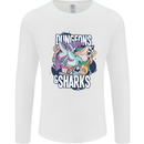 Dungeons & Sharks Role Play Games RPG Mens Long Sleeve T-Shirt White