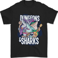 Dungeons & Sharks Role Play Games RPG Mens T-Shirt 100% Cotton Black