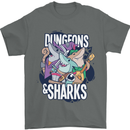 Dungeons & Sharks Role Play Games RPG Mens T-Shirt 100% Cotton Charcoal