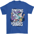 Dungeons & Sharks Role Play Games RPG Mens T-Shirt 100% Cotton Royal Blue