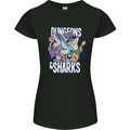 Dungeons & Sharks Role Play Games RPG Womens Petite Cut T-Shirt Black