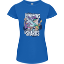 Dungeons & Sharks Role Play Games RPG Womens Petite Cut T-Shirt Royal Blue