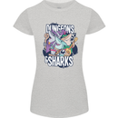 Dungeons & Sharks Role Play Games RPG Womens Petite Cut T-Shirt Sports Grey