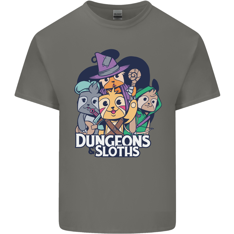 Dungeons & Sloths Role Play Games RPG Kids T-Shirt Childrens Charcoal