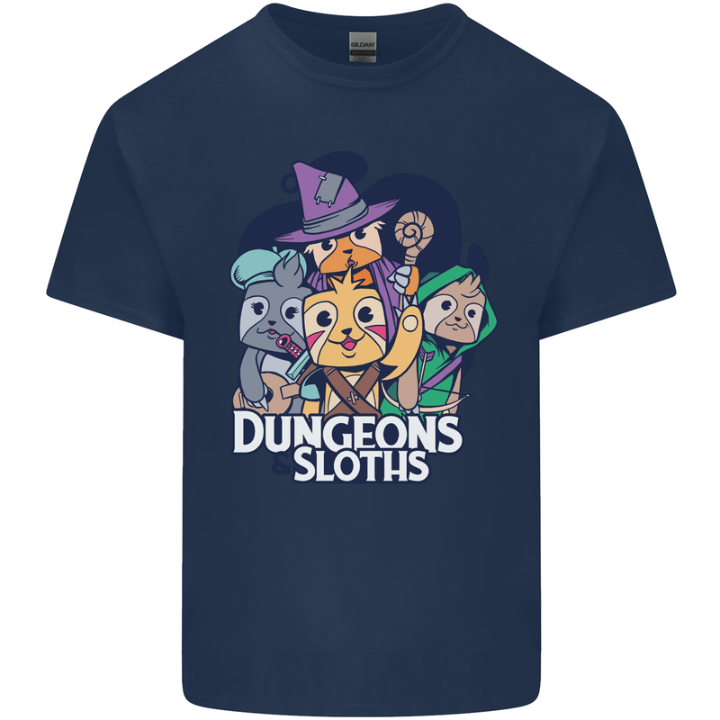 Dungeons & Sloths Role Play Games RPG Kids T-Shirt Childrens Navy Blue