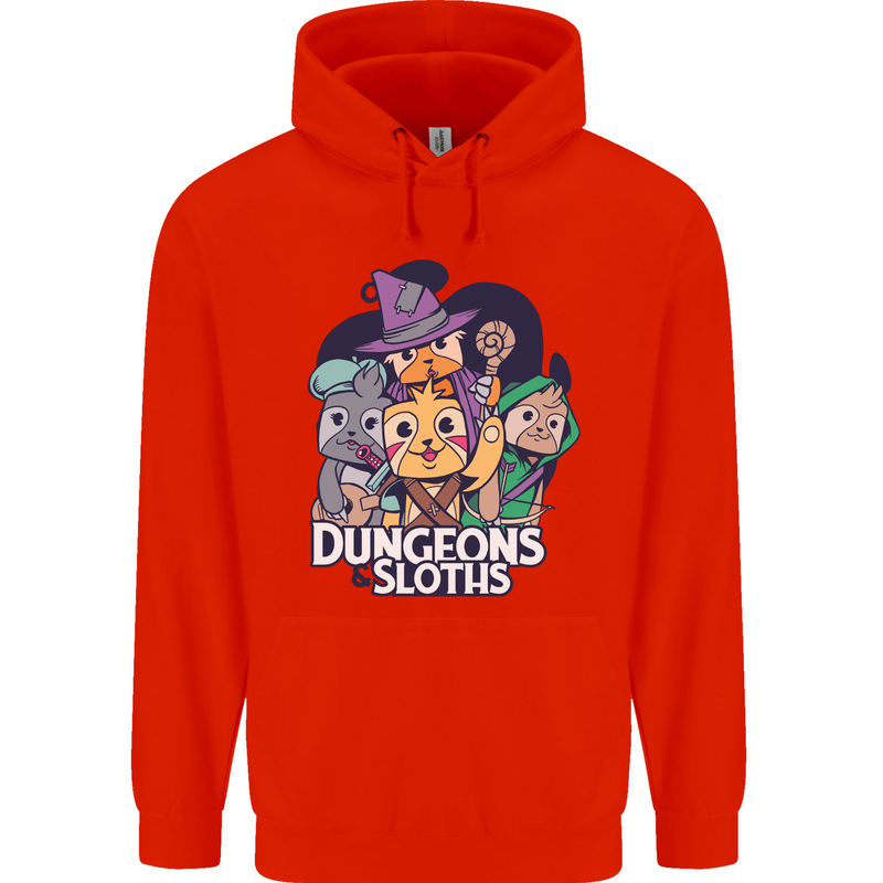 Dungeons & Sloths Role Play Games RPG Mens 80% Cotton Hoodie Bright Red