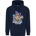 Dungeons & Sloths Role Play Games RPG Mens 80% Cotton Hoodie Navy Blue