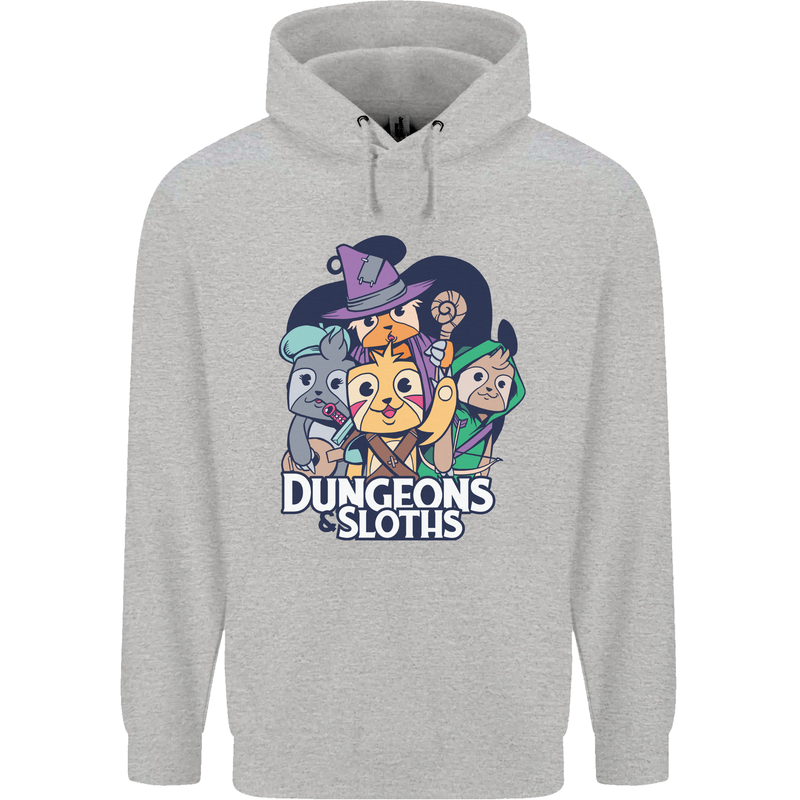 Dungeons & Sloths Role Play Games RPG Mens 80% Cotton Hoodie Sports Grey