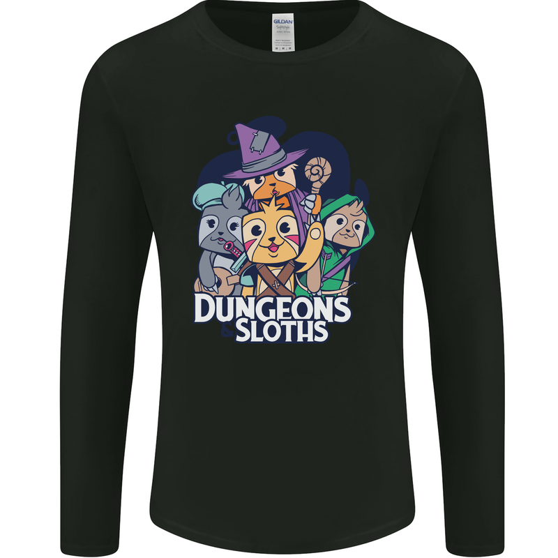 Dungeons & Sloths Role Play Games RPG Mens Long Sleeve T-Shirt Black