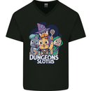 Dungeons & Sloths Role Play Games RPG Mens V-Neck Cotton T-Shirt Black