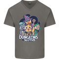 Dungeons & Sloths Role Play Games RPG Mens V-Neck Cotton T-Shirt Charcoal