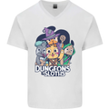 Dungeons & Sloths Role Play Games RPG Mens V-Neck Cotton T-Shirt White
