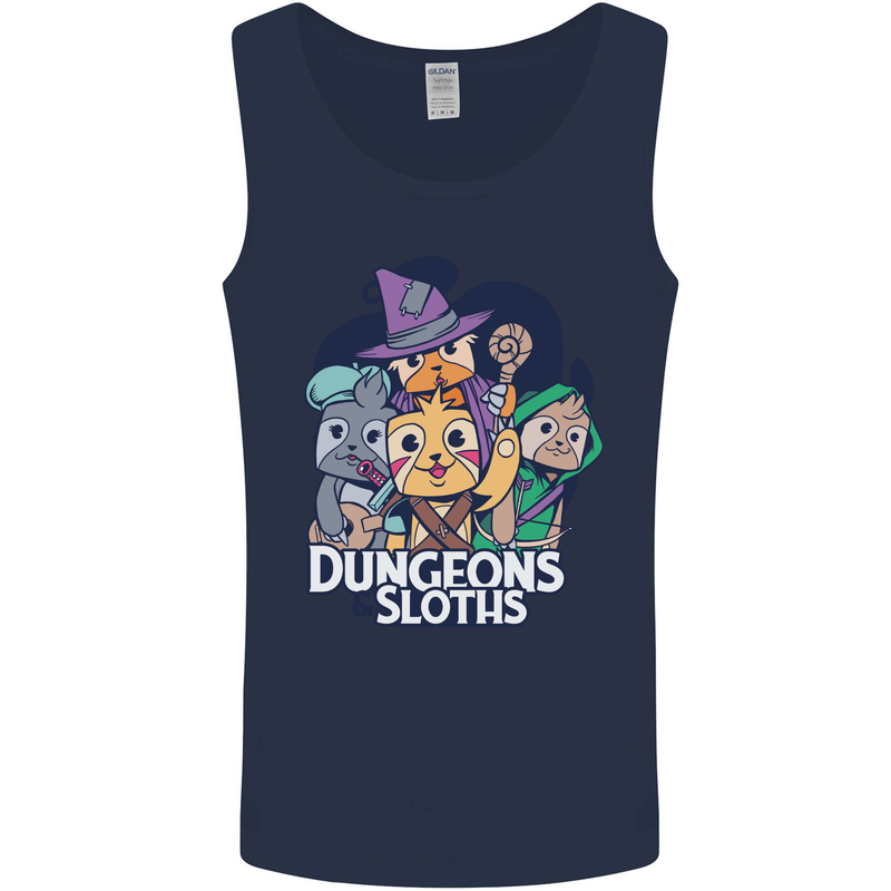 Dungeons & Sloths Role Play Games RPG Mens Vest Tank Top Navy Blue