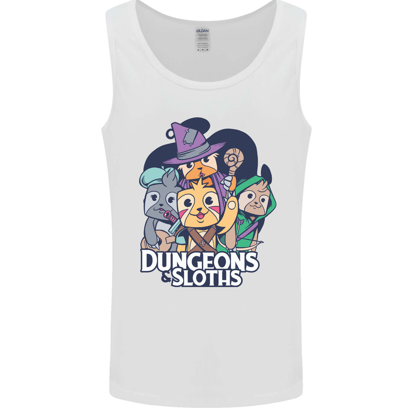 Dungeons & Sloths Role Play Games RPG Mens Vest Tank Top White