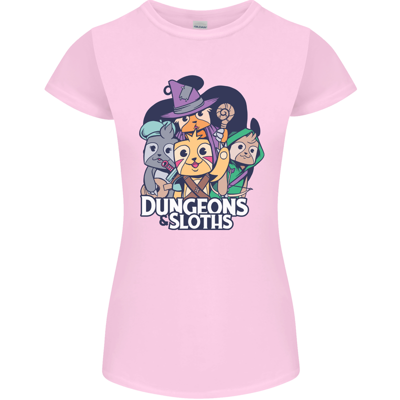 Dungeons & Sloths Role Play Games RPG Womens Petite Cut T-Shirt Light Pink