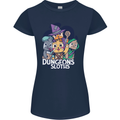 Dungeons & Sloths Role Play Games RPG Womens Petite Cut T-Shirt Navy Blue