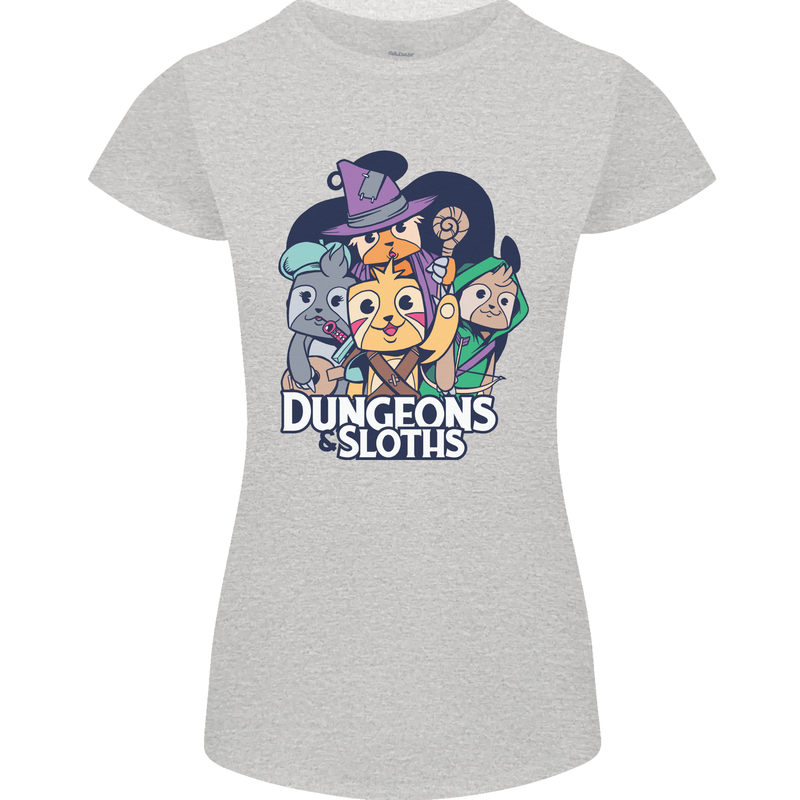 Dungeons & Sloths Role Play Games RPG Womens Petite Cut T-Shirt Sports Grey