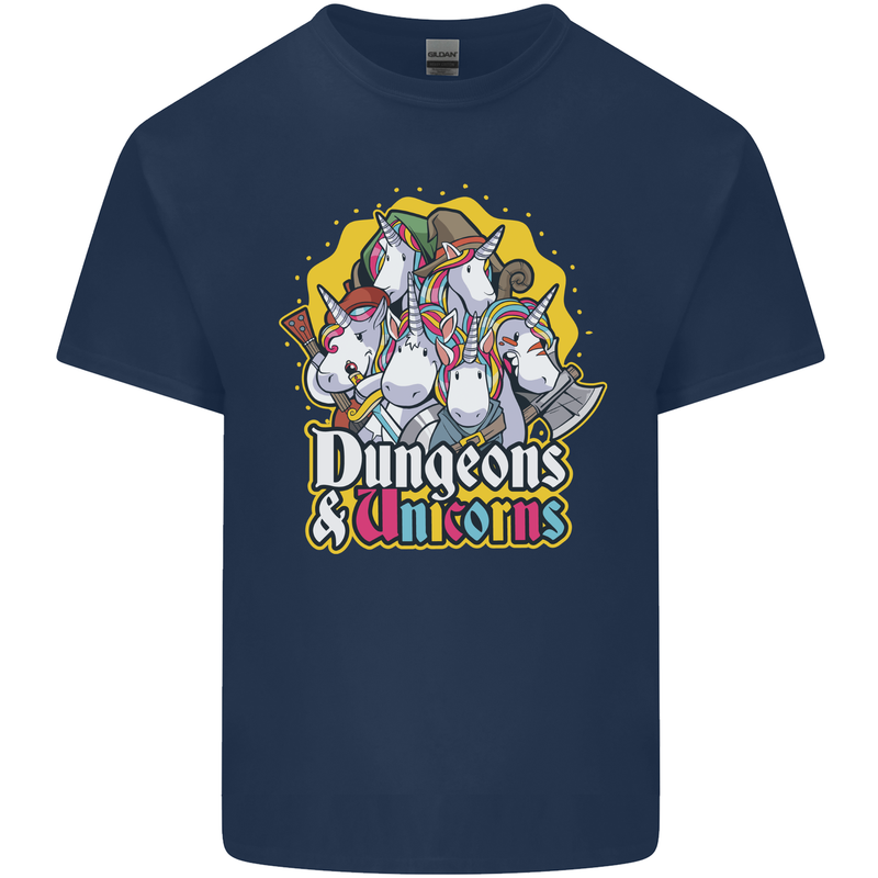 Dungeons & Unicorns Role Play Games RPG Kids T-Shirt Childrens Navy Blue