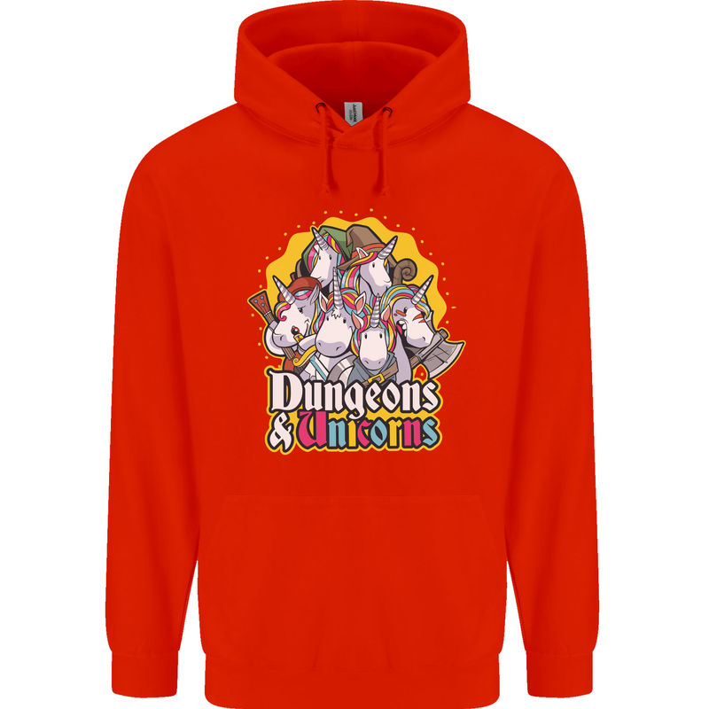 Dungeons & Unicorns Role Play Games RPG Mens 80% Cotton Hoodie Bright Red