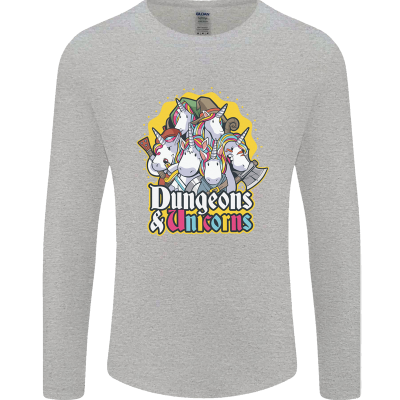 Dungeons & Unicorns Role Play Games RPG Mens Long Sleeve T-Shirt Sports Grey