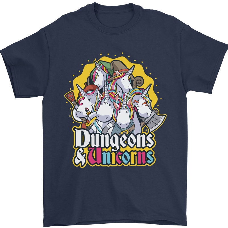Dungeons & Unicorns Role Play Games RPG Mens T-Shirt 100% Cotton Navy Blue