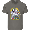 Dungeons & Unicorns Role Play Games RPG Mens V-Neck Cotton T-Shirt Charcoal