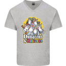 Dungeons & Unicorns Role Play Games RPG Mens V-Neck Cotton T-Shirt Sports Grey