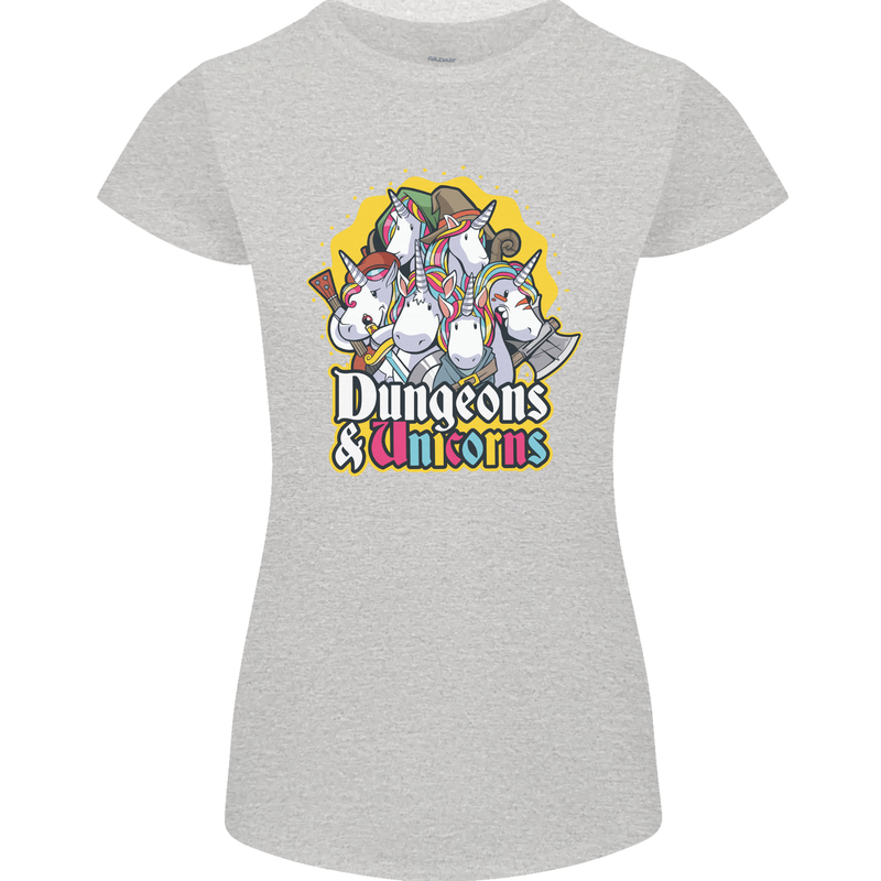 Dungeons & Unicorns Role Play Games RPG Womens Petite Cut T-Shirt Sports Grey