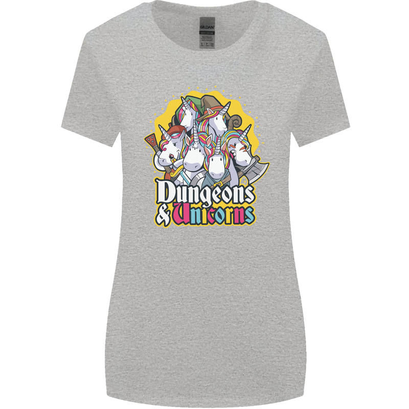 Dungeons & Unicorns Role Play Games RPG Womens Wider Cut T-Shirt Sports Grey