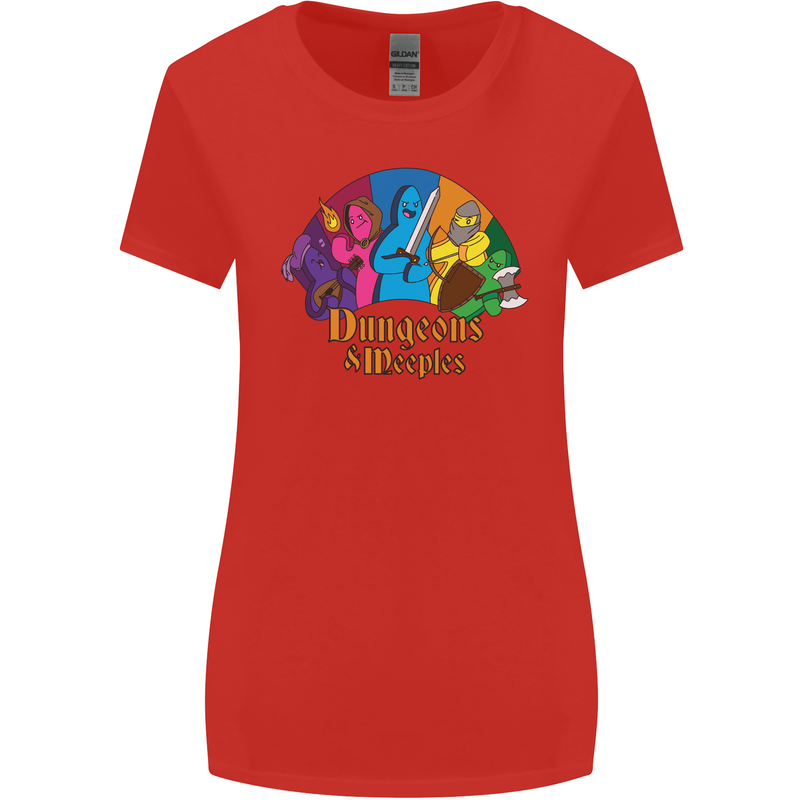 Dungeons n Meeples Role Play Games RPG Womens Wider Cut T-Shirt Red